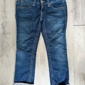 True Religion Dark Blue Cropped Jeans